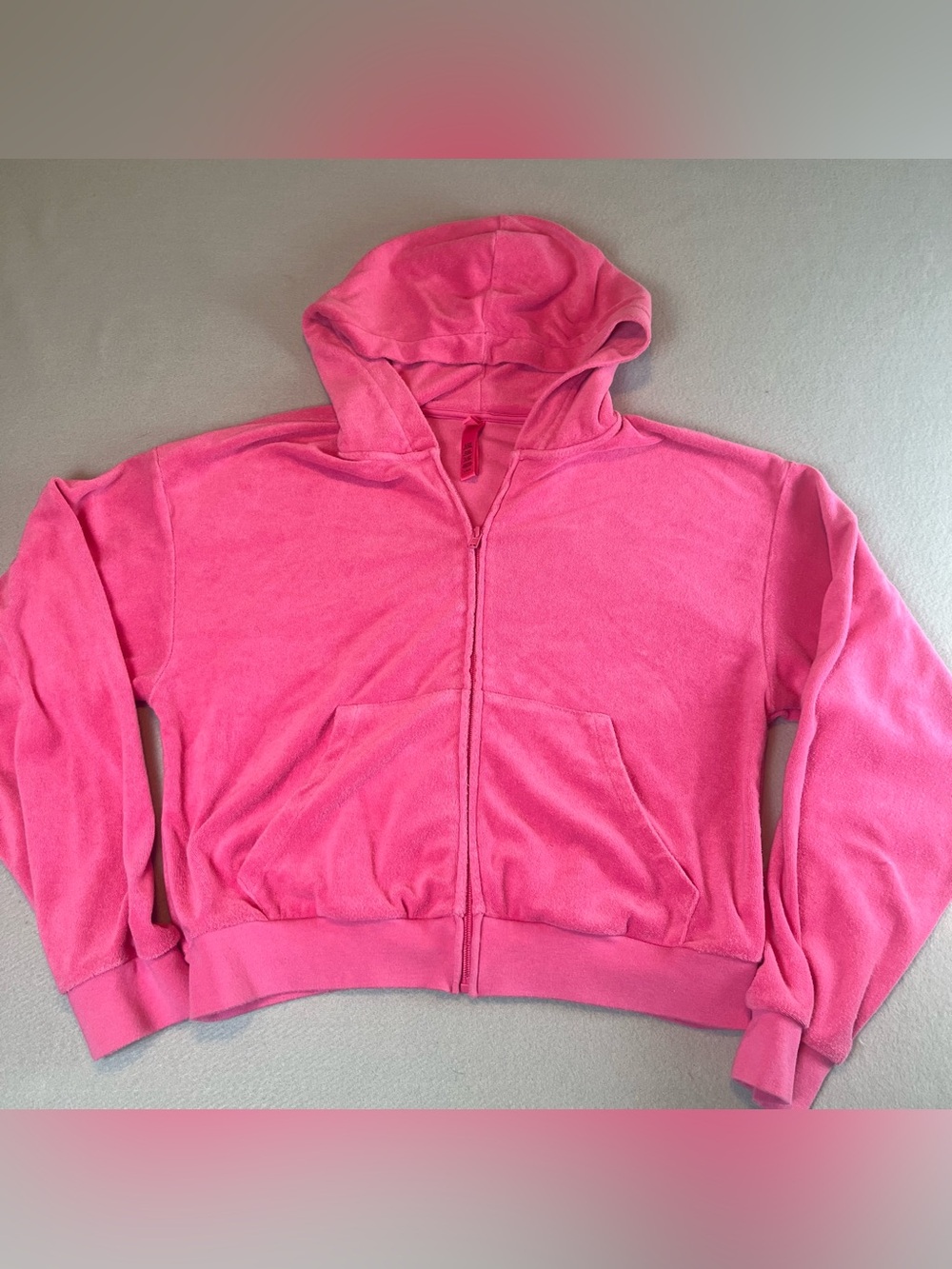 SKIMS Pink Terry Cloth Zip Up Hoodie Jacket Womens Large Beach Cover Up Y2K